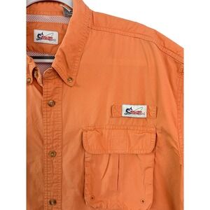 World Wide Sportsman Fishing Shirt 2XL Orange Short Sleeve Ventilated Button Up